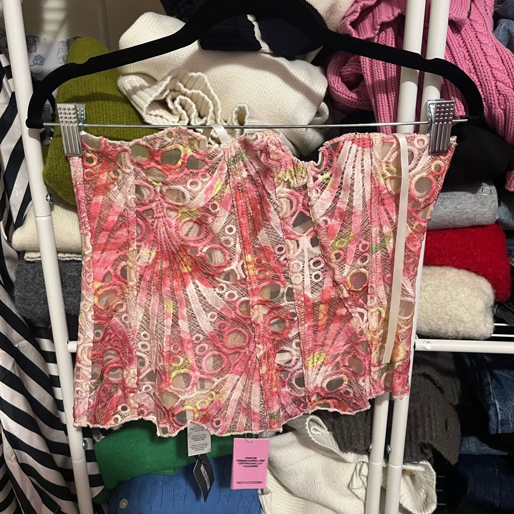 PrettyLittleThing Pink Floral Strapless Corset - Picture 3 of 4